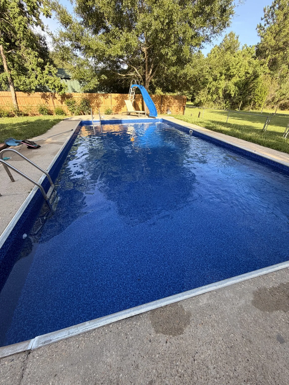 Second algae-filled pool before treatment