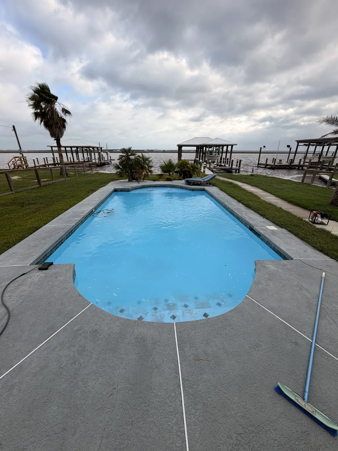 Waterfront pool after routine service